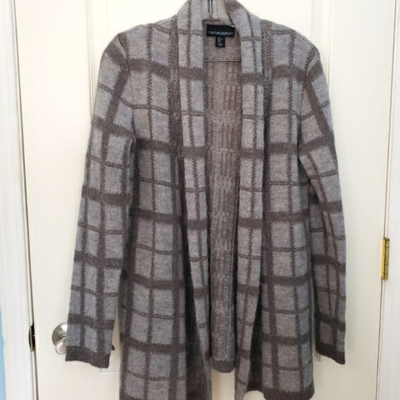 Gray Alpaca Wool Open Front Sweater Large - Picture 3 of 12